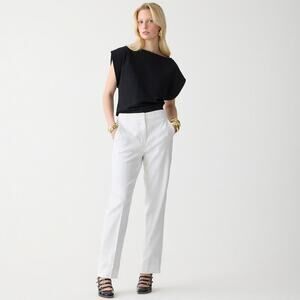 J Crew Kate Straight-Leg Pant In Stretch linen Blend White Size 4P NWT